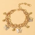 Butterfly Bracelet Woman Layered Girl Bracelets Tassel Fashion Clavicle Chain Lady Party Gold Color European Zinc Alloy Collare.