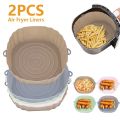 1/2pcs Silicone Air Fryers Oven Baking Tray Pizza Fried Chicken Airfryer Silicone Basket Reusable Airfryer Pan Liner Accessories.
