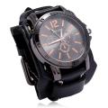 Punk Black Brown Red Green Blue Leather Belt Strap Men Pointer Watch Bracelet & Bangles For Women Male Gift Jewelry. 