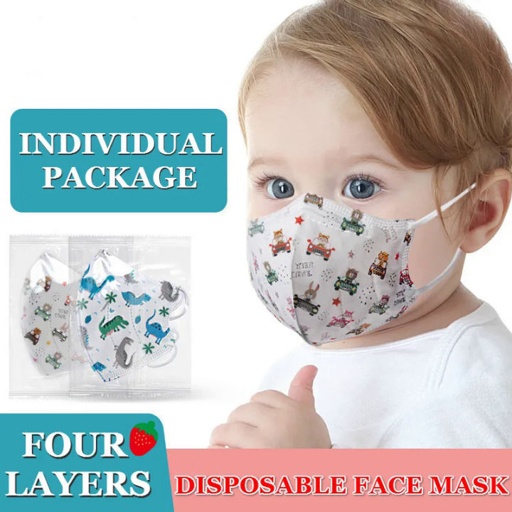0-12 Year Children's Disposable Face Mask Protective Mascarillas Baby 4ply 3D Breathable Anti-dust Cartoon Masks Individual Pack