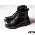 Men’s Leather Rider Boots with Side Zipper and Anti-Slip Rubber Sole.
