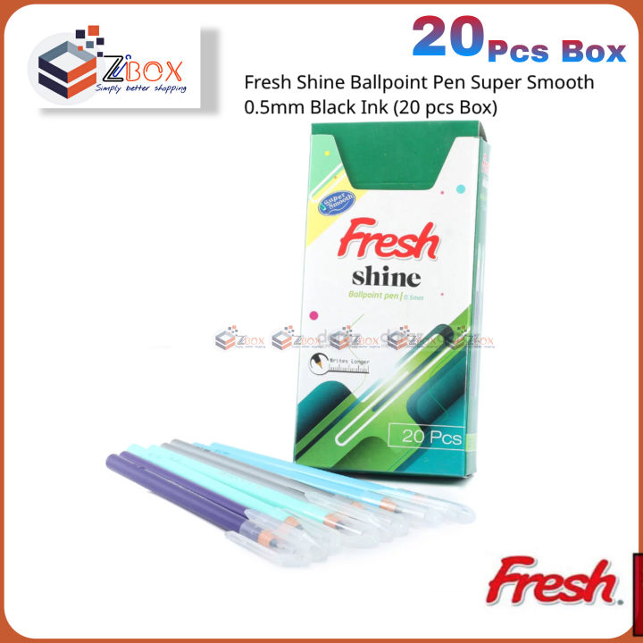 Fresh Shine Ballpoint Pen Super Smooth 0.5mm Black Ink (20 pcs Box)