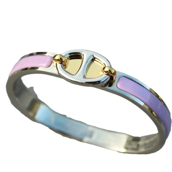 CNC%20High%20Version%20H%20Letter%20Pig%20Nose%20Enamel%20Love%20Home%20Bracelet%20Women's%2018K%20Rose%20Gold%208%20Character%20Buckle%20Couple%20Bracelet%20Men%20-%20Image%205