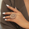 Retro Personality Exaggerated Small Mirror Opening Ring For Women Men Fashion Zircon Open Rings Finger Jewelry Gift.