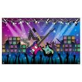 1 Pcs Karaoke Party Decorations Supplies Fabric Rock Star Vacation Party Backdrop Banner for Party.