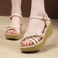 Sandals Women's2023New Shoes Women's Flat Platform All-Match Wedge Student High Heels Women's Summer Dress42. 