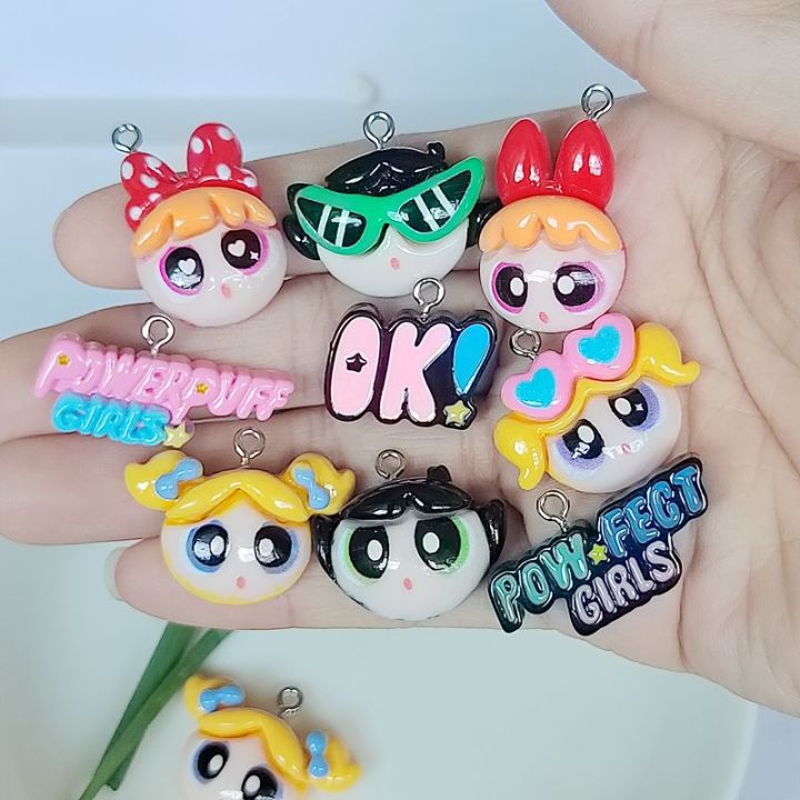 Cartoon Girl Avatar Rosin Pendant, Shiny Cute Anime Lucky Charm, DIY Necklace Bracelet Keychain Accessories, Festival Gift, 10pcs