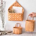 QUTDI Retro Durable Hand Woven Wooden For Kitchen Gardens Vegetable Flower Pot Letter Basket Flower Nasket Storage Basket Wall Basket.
