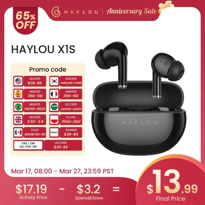 HAYLOU X1S Wireless Bluetooth Headphones In-ear Design Earbuds Bluetooth 5.3 10mm Dynamic Driver 24H Battery Life ENC Clear Call
