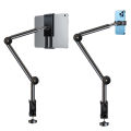 Tablet Desk Mount Multi-Angle Adjustable Tablet Stand Holder Long Arm Mount Clamp For 4-12.9 Laptop Smart Phone. 