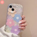 Simple Flower Phone Cover for Realme C11 C15 C17 C21Y C20 C20A C11 C25Y C31 C35 C25 C12 C25s C21 C30 C33 C55 5 5i 5S 6i C3 7i Narzo 20 30A 50A Prime Glossy Luxury Colorful Floral 3D Wavy Curved Edge Anti-fall Case.