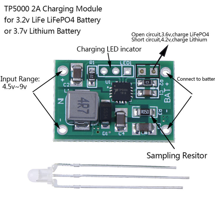 TP5000 3.6v/4.2v charger module lithium ion lifepo4 battery charging 3.2v Tetuo