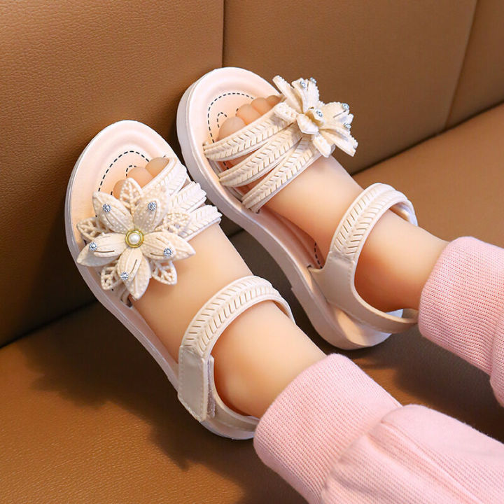 Summer New Soft Sole Anti slip Comfortable Fashion Princess Shoes Big, Medium, and Small Girls' Sandals Bow