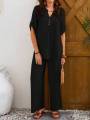 Comfortably Fit & Stylish: Women’s Short Sleeve Top and Long Pants for Daily Wear.