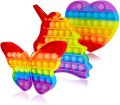 Multipurpose 1 pcs Rainbow Pop it Fidget Toy, Bubble Sensory Toy for Kids and Adults, Stress Reliever, 4 different Shapes Poppers-Heart, Circle, Octagon, Square Pressure Reliving (Any Design).