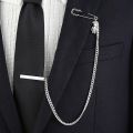 Retro Men's Tie Clip Long Tassel Chain Brooch Lapel Pins Suit Shirt Collar Pin Badge Fashion Jewelry Clothing Accessories. 