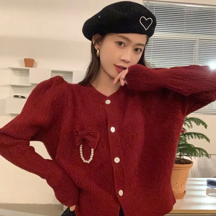 Sweet%20Elegance%20round%20Neck%20Sweater%20Cardigan%20Bow%20Pearl%20Pin%20Design%20French%20Style%20Sweater%20Coat%20-%20Image%205
