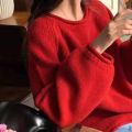 Pokiha Fashion Women New Elegant Casual Solid Loose Knitted Sweater Vintage O-Neck Long Sleeves Female Pullovers Chic Jumper.