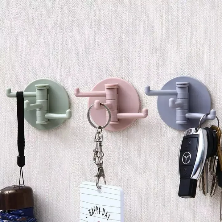 Multifunctional%20bathroom%20wall%20shelf%20free%20punching%20seamless%20trace%20rack%20rotating%20hook%20strong%203%20branch%20rotating%20sticky%20hook%20-%20Image%202