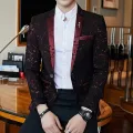 2024 Luxury Blazer Shiny Red Blue Black Contrast Color Stand-up Collar Blazer Slim Fit Suit Party Prom Wedding Dress Jacket Wearhouse. 