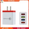 COD 4 Ports USB Color Wall Charger Fast Charging Travel Charger US Plug Adapter. 