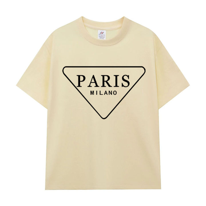 Oversized Hip-Hop T Shirts Cute Triangular Paris letter Harajuku Print Tee Regular Mens Tops Quality Rapper Tshirt