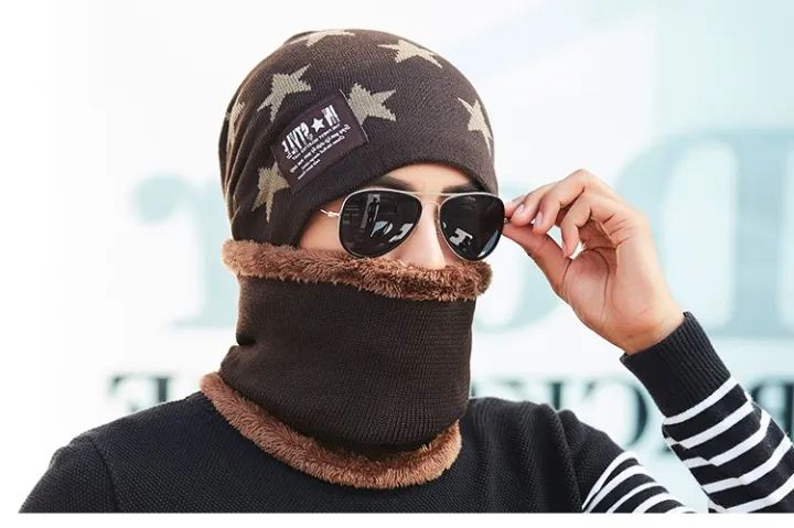 Wool%20Knitted%20Star%20Neck%20Warmer%20Winter%20Hats%20For%20Men%20Hat%20with%20Scarf%20Two%20Piece%20Monkey%20Cap%20Set%20-%20Image%209
