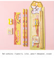 Cheap Kawaii Stationery Set for Kids Gift Pencil Set with Rubber Ruler Cheap 5PC Holiday Gifts Prizes School Supplies Wholesale. 