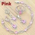 925 Sterling Silver Bridal Jewelry Set Sapphire Ring Earrings Bracelet Necklace Pendant for Women Party Accessories.