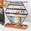 Jewelry Display Organizer Earring Holder with Wooden Tray for Dresser Decor. 