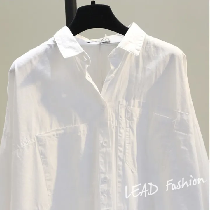 Double%20Pocket%20Front%20Short%20Back%20Long%20White%20Shirt%20for%20Women%202%20023%20Autumn%20Korean%20Style%20Loose%20Artistic%20bf%20Fashionable%20Casual%20Shirt%20-%20Image%202