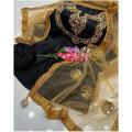 Indian Georgette Mirror Work Gorgeous Three-Piece Set - Unstitched Dress Ensemble in Black for Fashionable Girls - Easy to maintain.
