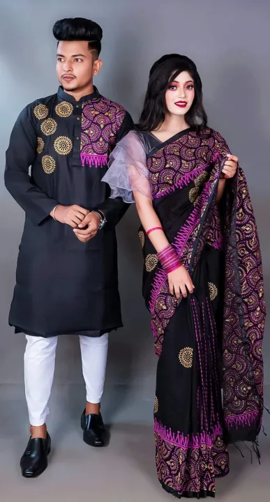 Stylish%20&%20Fashionable%20New%20Matching%20Best%20Couple%20Dress%20For%20Men%20&%20Women%20-%20Saree%20&%20Panjabi%20Combo%20Set%20-%20Elevate%20Your%20Style%20Together%20-%20Image%202