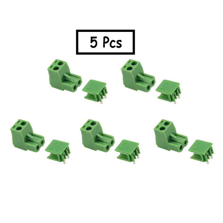 (5 pcs) 2PIN RIGHT ANGLE SCREWS TERMINAL BLOCK 2 PIN 5.08MM PITCH PLUG-IN L TYPE PLUG & SOCKET