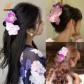 1PC Purple Pink Pearl Phalaenopsis Large Shark Clip Sweet Elegant Hair Claw for Women Trendy Ins Hair Clip Headwear. 