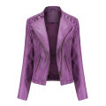 Brown Short Long Sleeve PU Coat Women Fashion Motorcycle Women Leather Jacket Spring and Autumn New Lady's Jaqueta.
