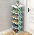 5-Tier Small Tall narrow vertical shoe rack,Stackable Free Standing Shoe Rack,Space Saving Furniture Shoe Storage Organizer. 