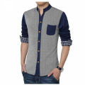 Blue Cotton Long Sleeve Shirt for Men.
