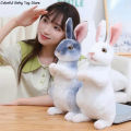 Simulation Cute Rabbit Plush Fur Realistic Kawaii Animal Easter Bunny Rabbit Toy Model Gift Home Decoration. 