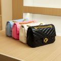 2024 New Plum Blossom Lock Stripe Embroidery Chain Bag Internet Red Trend Exquisite Small Square Bag Women's Cross-border Quality Wholesale. 