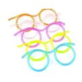 1PC Fun Soft Plastic Straw Funny Glasses Flexible Drinking Toys. 
