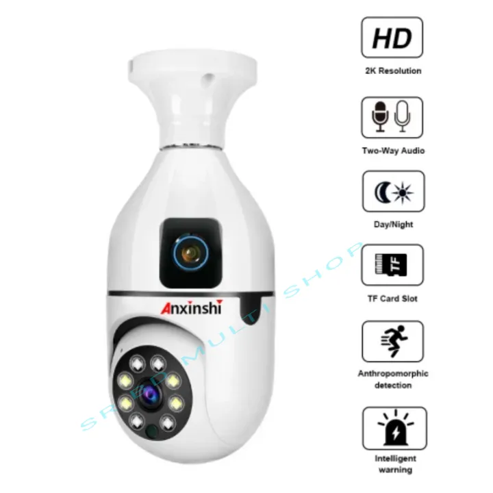Dual%20lens%20%20Dual%20screen%20Bulb%20Wi-Fi%20IP%20CCTV%20Camera%20360%20Degree%C2%A0Rotation%20-%20Image%202