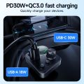 Hoco E86 Alegria 48W Dual Port Car Charger | 30W PD + QC3.0 | Bluetooth 5.4 FM Transmitter. 