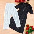 Trendy Black Anarkali Long Churidar Embraided Sleeve Kurta with Dupatta Set. 