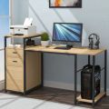 Industrial Style Computer Table Desk with Metal and Engineered Wood – Rustic Modern Desk for Home or Office. 
