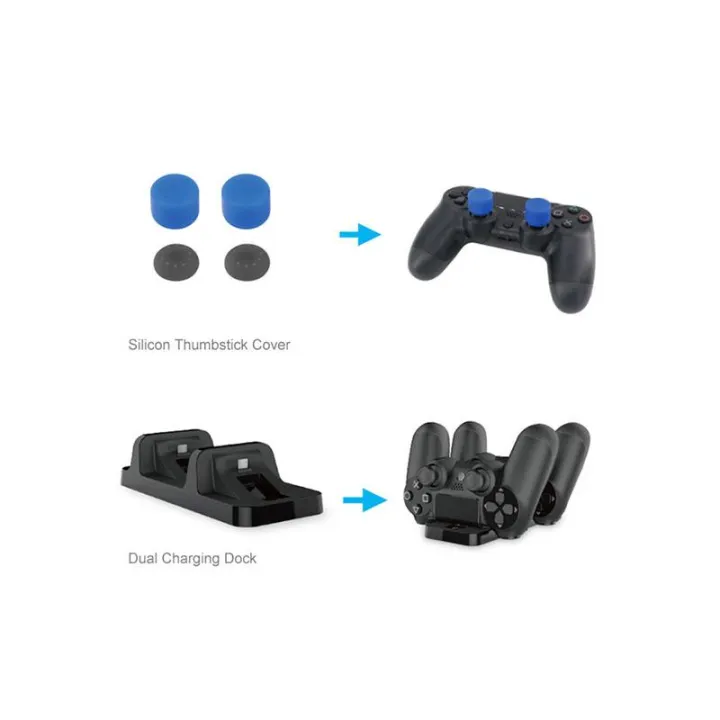 DOBE%205%20in%201%20Game%20Pack%20Charger%20Station%20Dock%20Microphone%20Gaming%20Headset%20Games%20Stroage%20Stand%20for%20PS4/PS4%20Pro/PS4%20Slim%20-%20Image%203