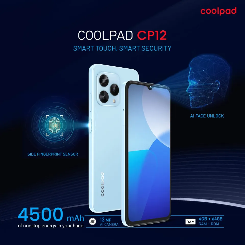 Coolpad CP12 Smartphone – 6.52” HD+ Display, 8GB RAM (4+4), 128GB
