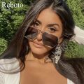 High Quality Square Polarized Sunglasses For Women Retro Oversized Double Bridge Sun Glasses Men Luxury Big Metal Goggle Shades.
