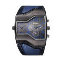 Oulm Quartz Watch Distinctive Men's Watch Double Time Zone Fashion Large Dial Belt Men's Watch Cross Border Ins Style.