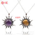 [ New ] Vintage Crystal Sun Pendant Necklace Neck Accessories Natural Amethyst Tigereye Pack Beads Semi-Precious Stone Men's and Women's Pendants. 